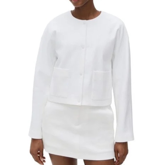 VINCE Italian Cotton Collarless Twill Jacket Optic white size S